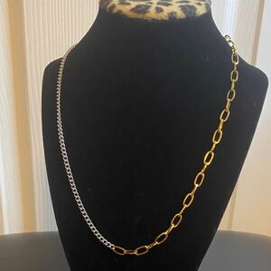 Unisex Two-Tone Stainless Steel 22” Chain Necklace